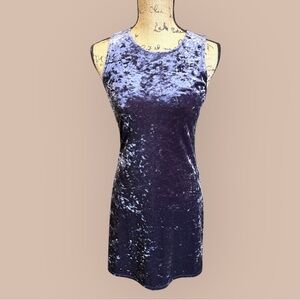 Vintage Crushed Velvet Dark Purple Mini Dress Sleeveless Y2K 90's Witchy Grunge